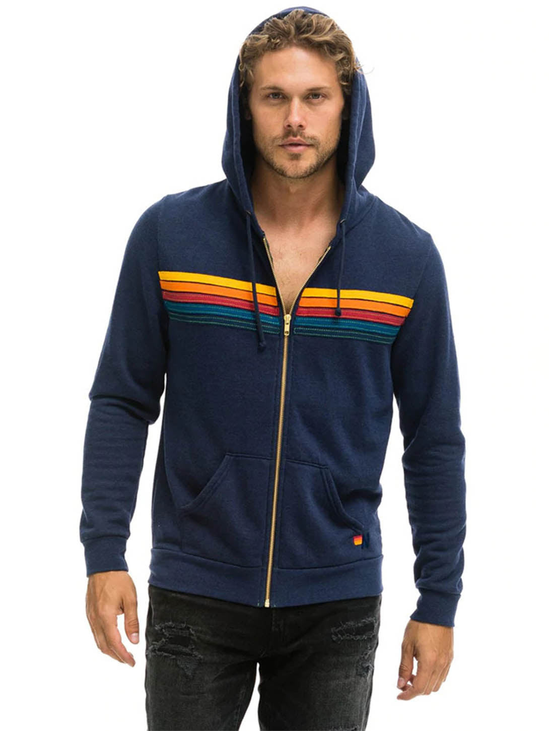 5 Stripe Hoodie - Navy