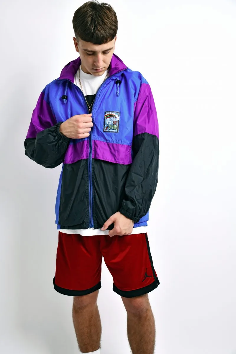 80s retro windbreaker men