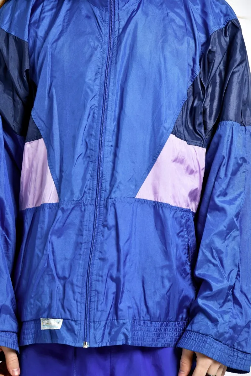 90s retro windbreaker blue