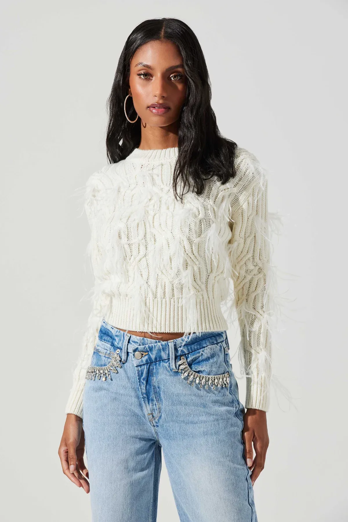 Almeida Feather Cable Knit Sweater