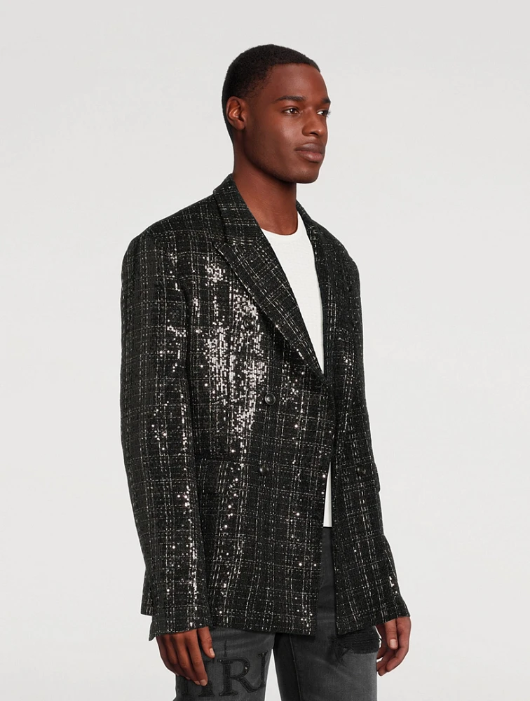 AMIRI Sequin Boucle Double-Breasted Blazer