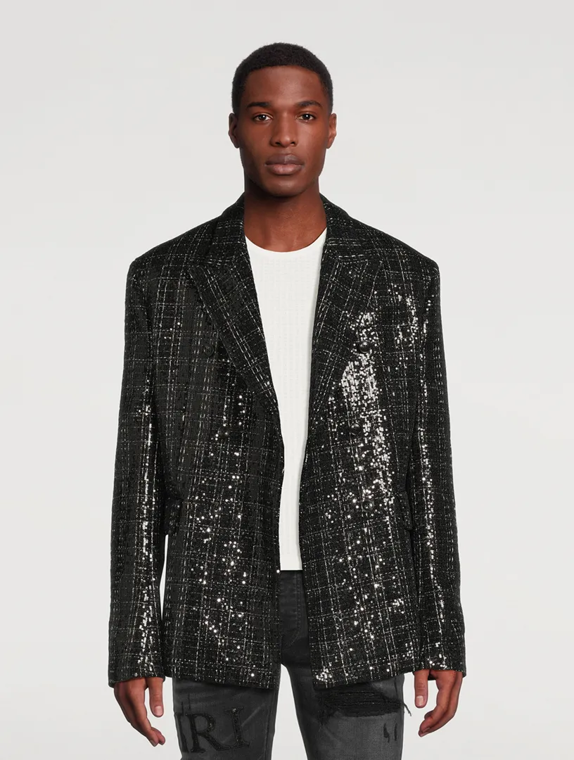 AMIRI Sequin Boucle Double-Breasted Blazer