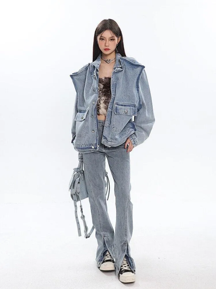 Asymmetric Design Denim Jacket