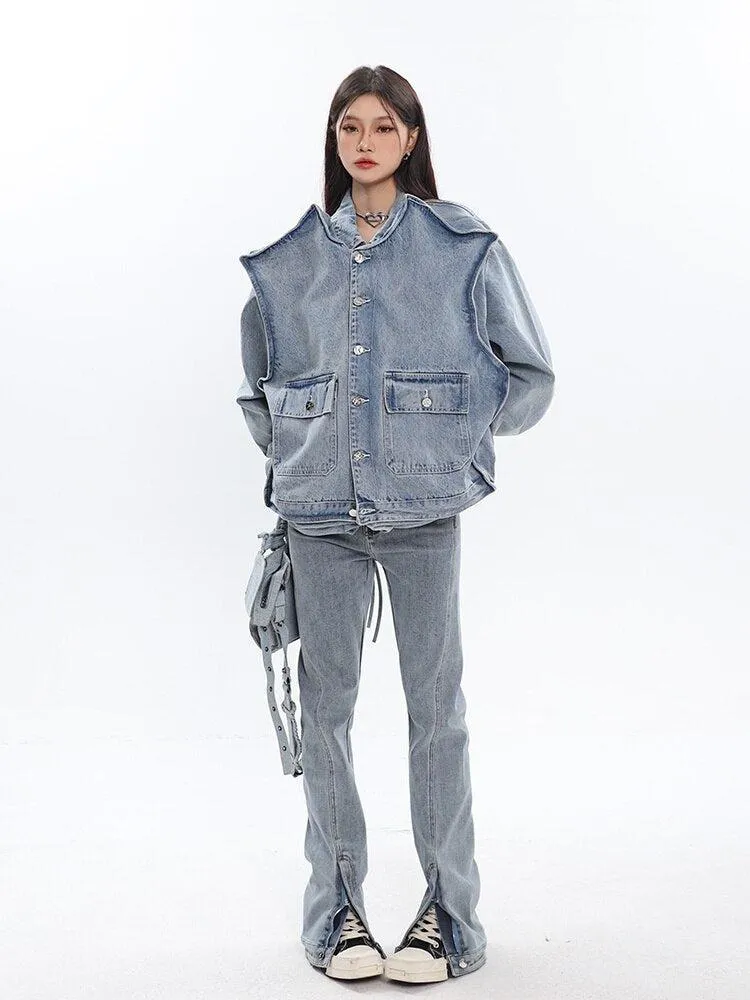 Asymmetric Design Denim Jacket