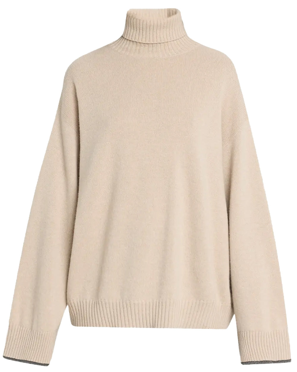 Beige Cashmere Turtleneck Sweater