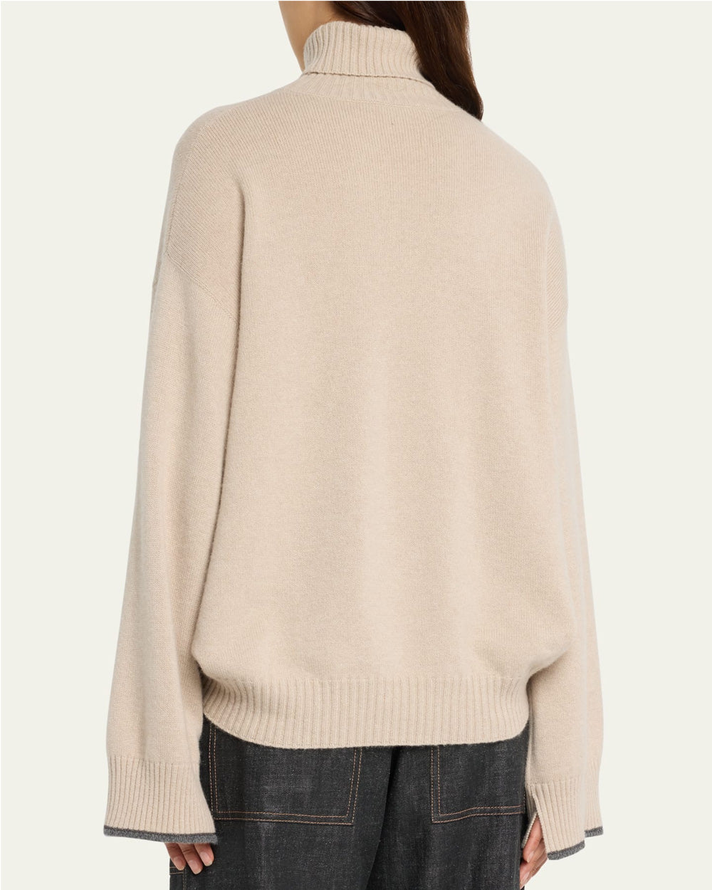 Beige Cashmere Turtleneck Sweater