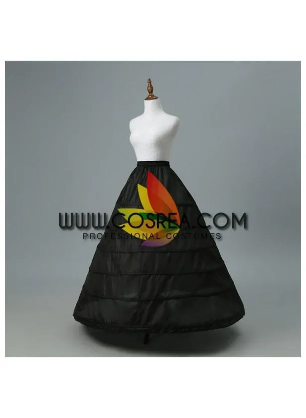 Black 6 Tier Elastic Waist Petticoat