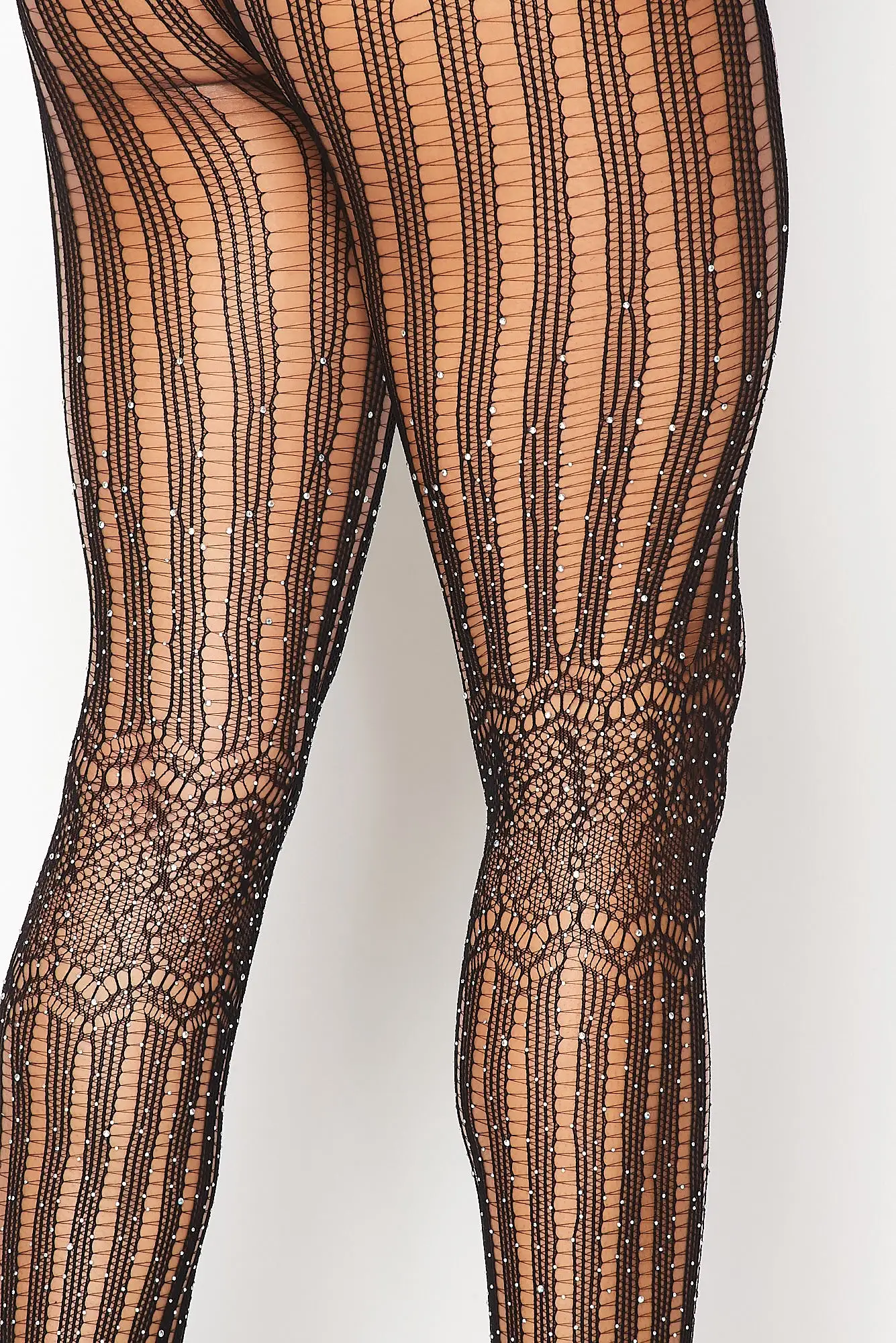 Black Rhinestone Lined Tights