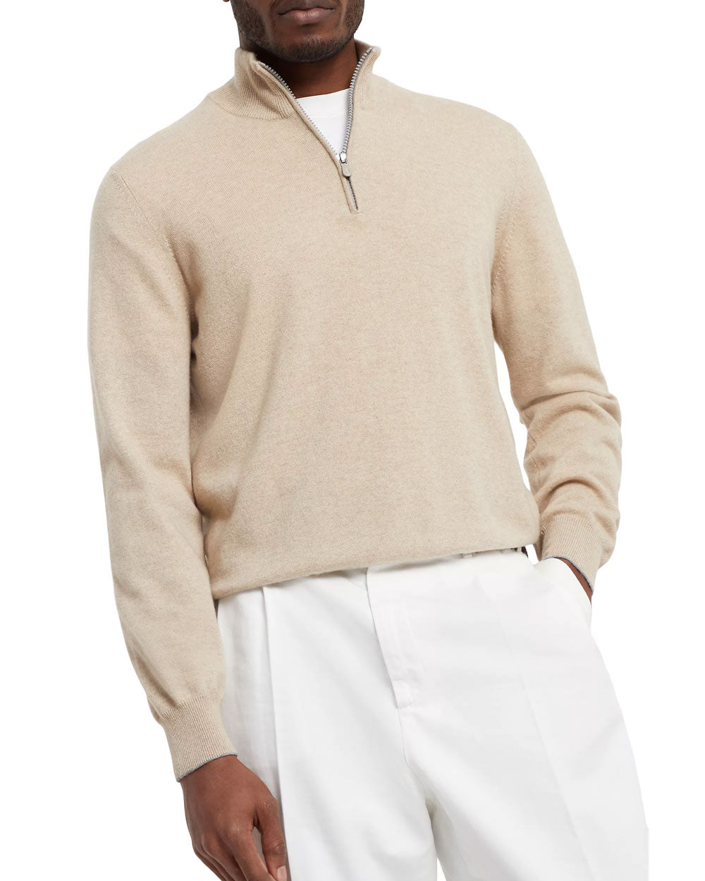 Camel Quarter Zip Sweater