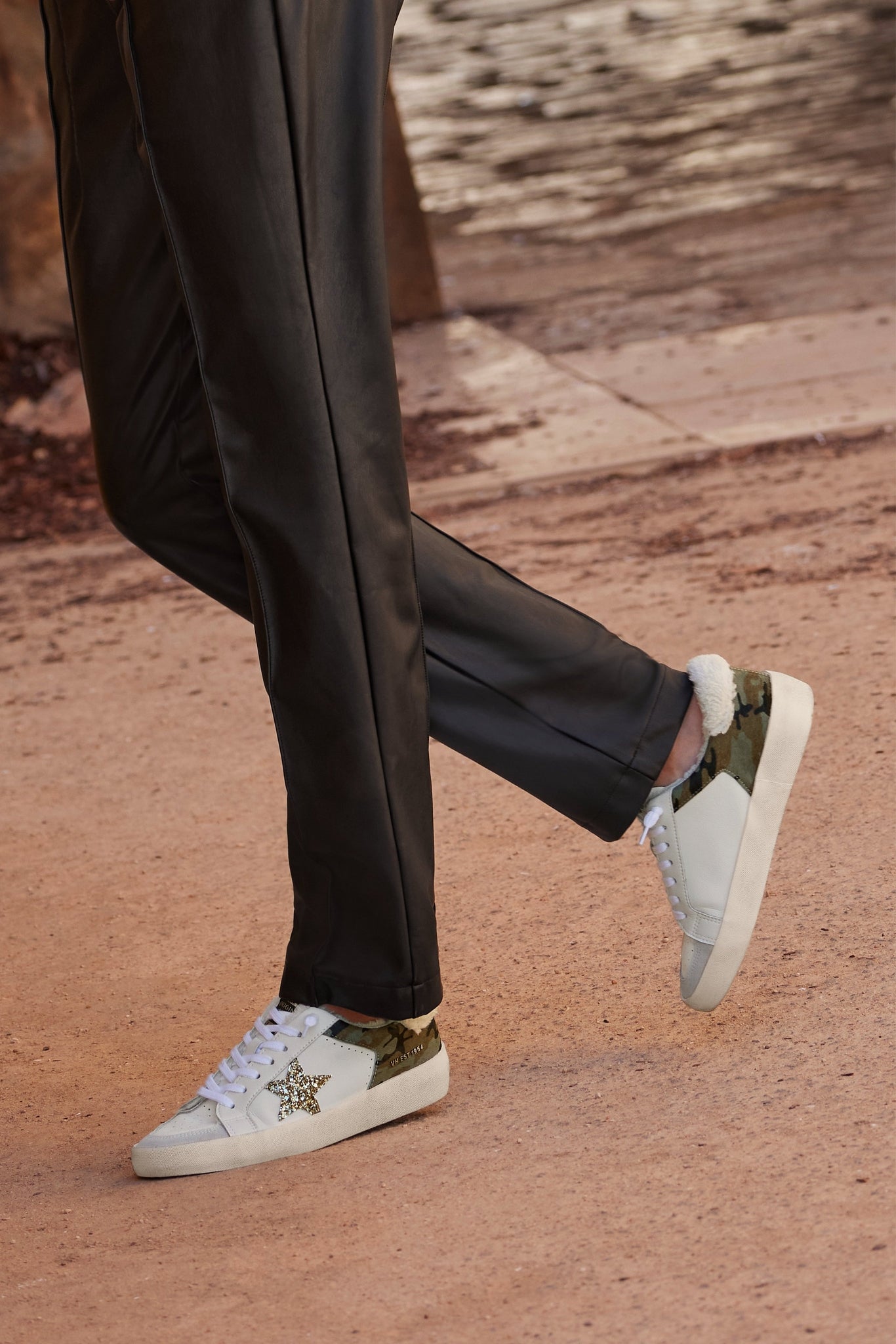 Camo And Faux Fur Sneaker White Multi