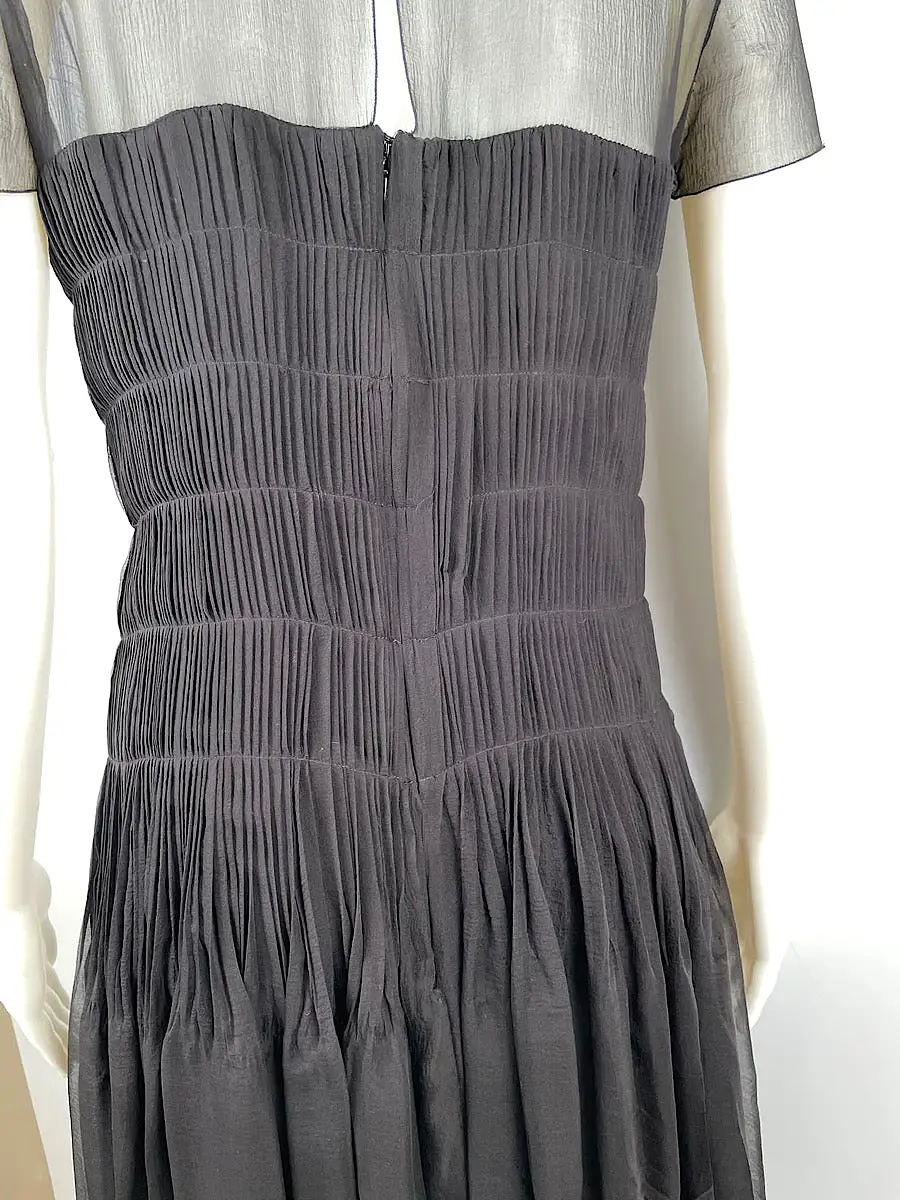 Chanel 05A 2005 Fall Black Silk pleated Dress FR 38 US 4/6