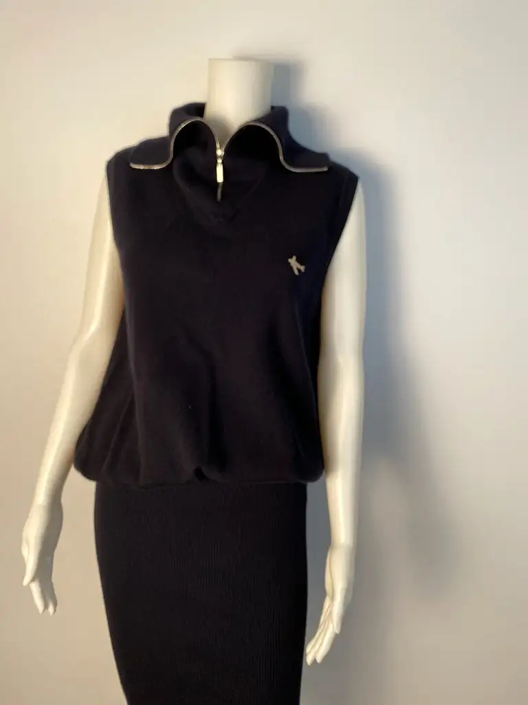 Chanel 08C 2008 Cruise Coco Line Black Sleeveless Ribbed Blouson Dress FR 38 US 6