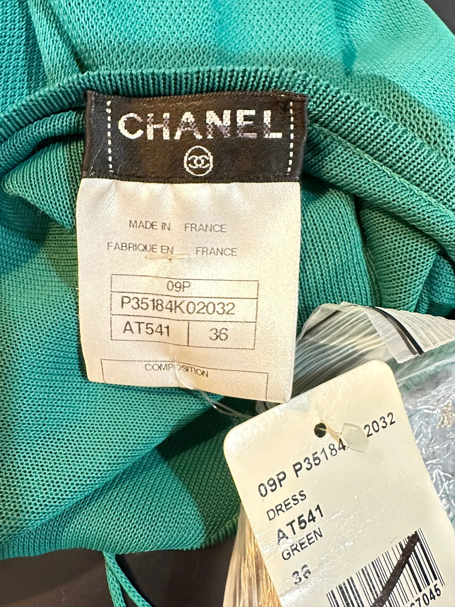 Chanel 09P Emerald Green Knit Draped Dress FR 36 US 4