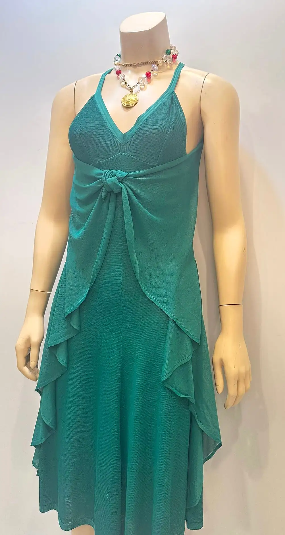 Chanel 09P Emerald Green Knit Draped Dress FR 36 US 4