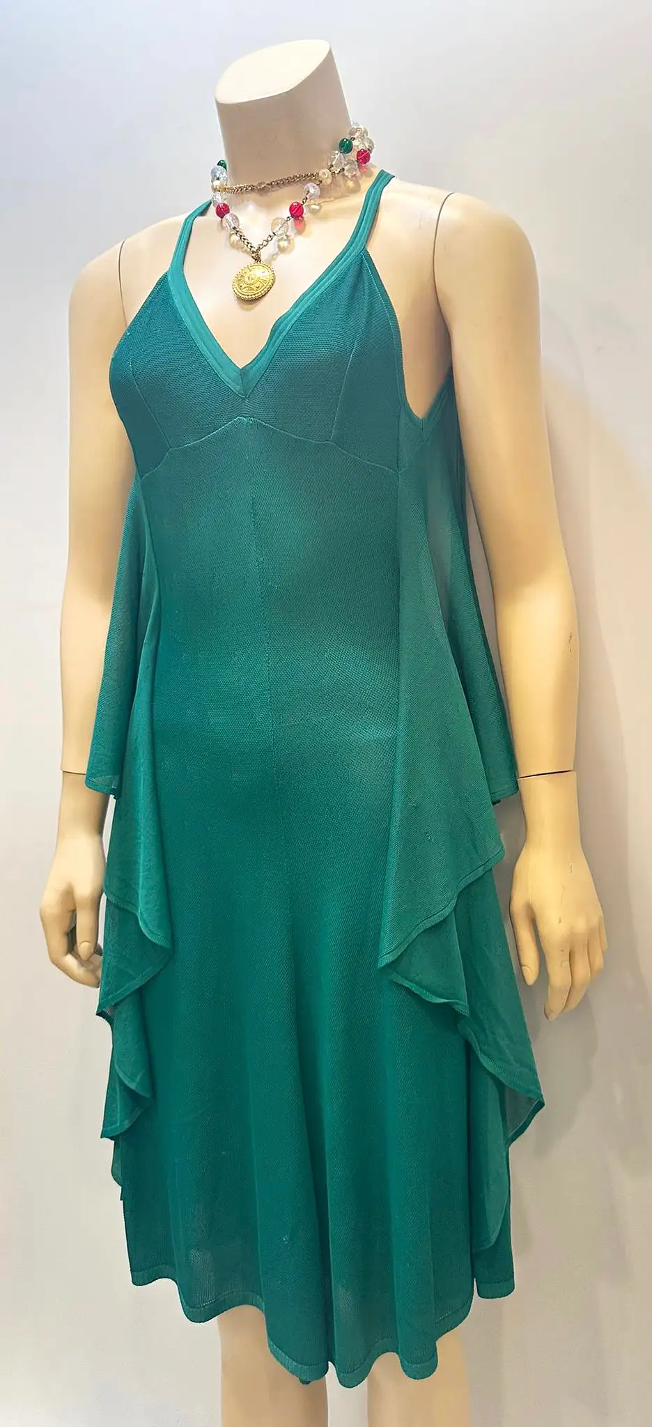 Chanel 09P Emerald Green Knit Draped Dress FR 36 US 4