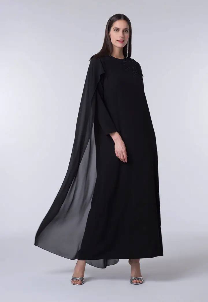 Chiffon Cape Overlay Dress