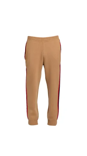 Cotton Pants With Web Ribbon - Camel