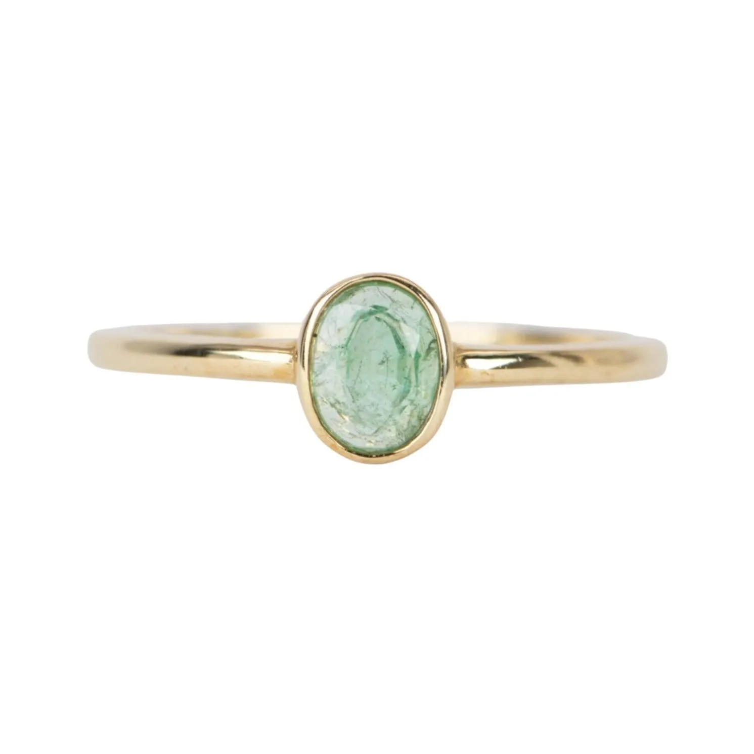 Dainty Emerald Bezel Set Band 14K Gold T017