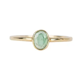 Dainty Emerald Bezel Set Band 14K Gold T017