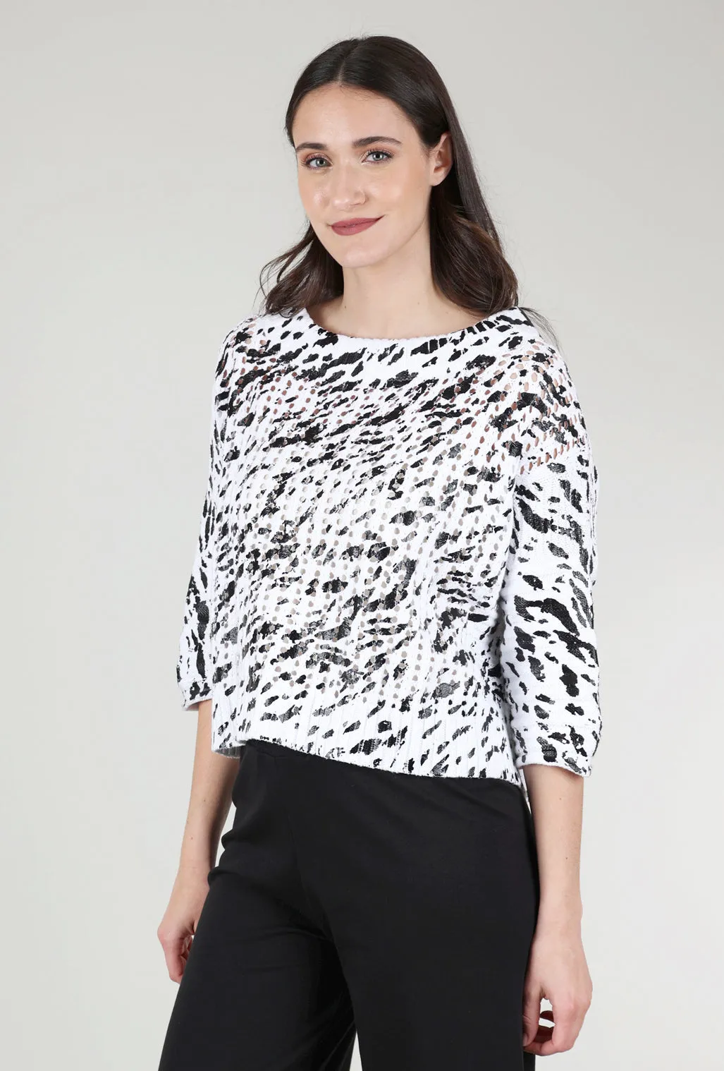 Dalmation Sweater, White/Black