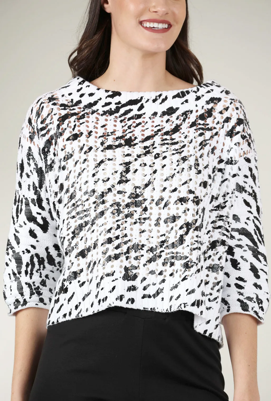 Dalmation Sweater, White/Black