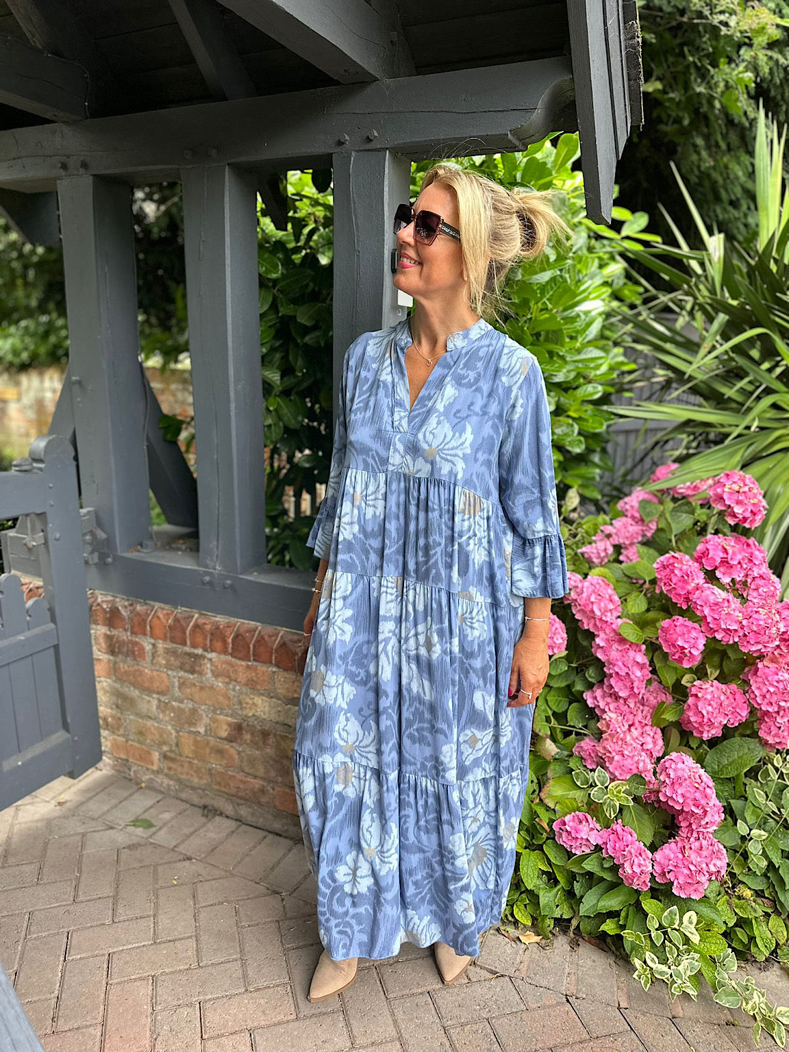 Denim Patterned Maxi Dress Betsy