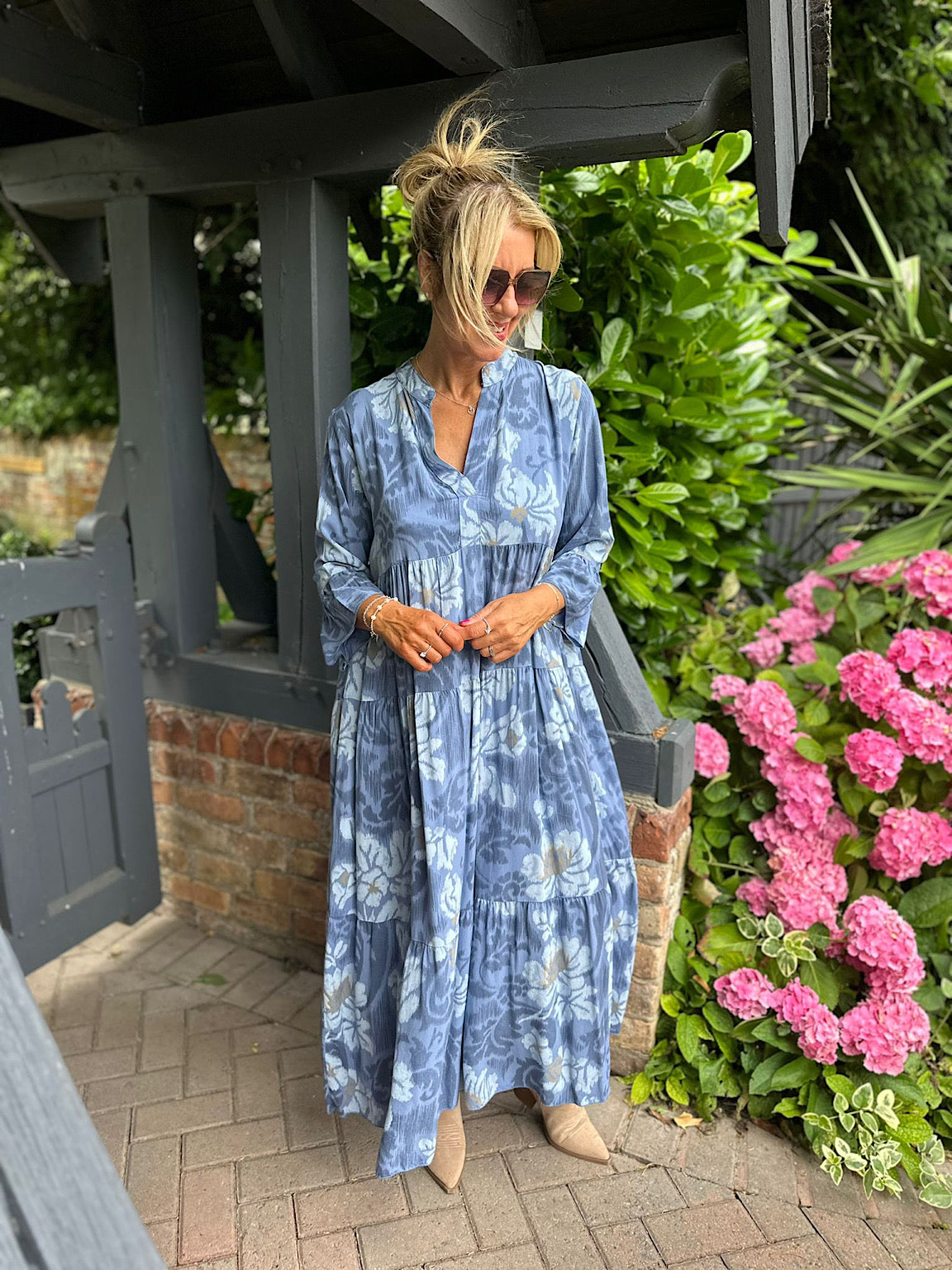 Denim Patterned Maxi Dress Betsy