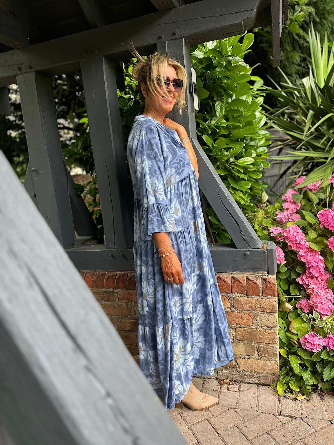 Denim Patterned Maxi Dress Betsy