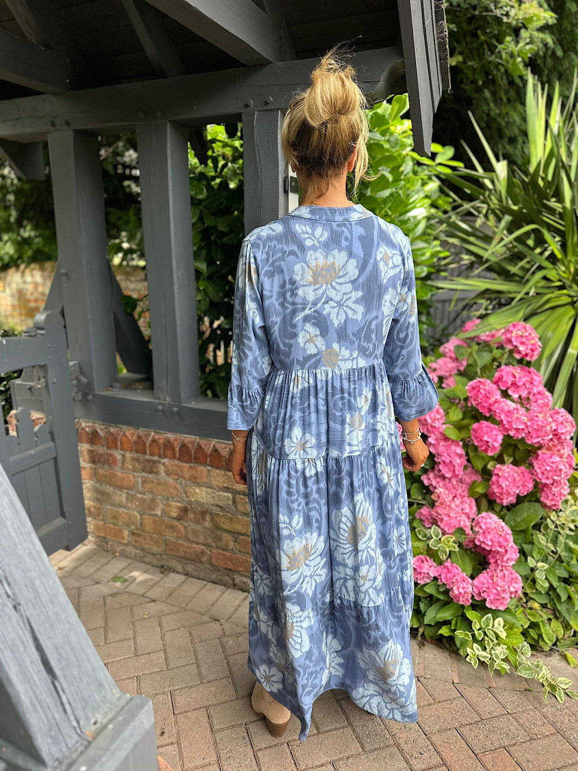 Denim Patterned Maxi Dress Betsy