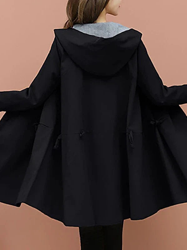 Elegant Windproof Hooded Trench Coat for Women