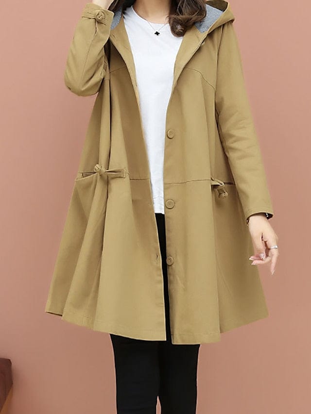 Elegant Windproof Hooded Trench Coat for Women