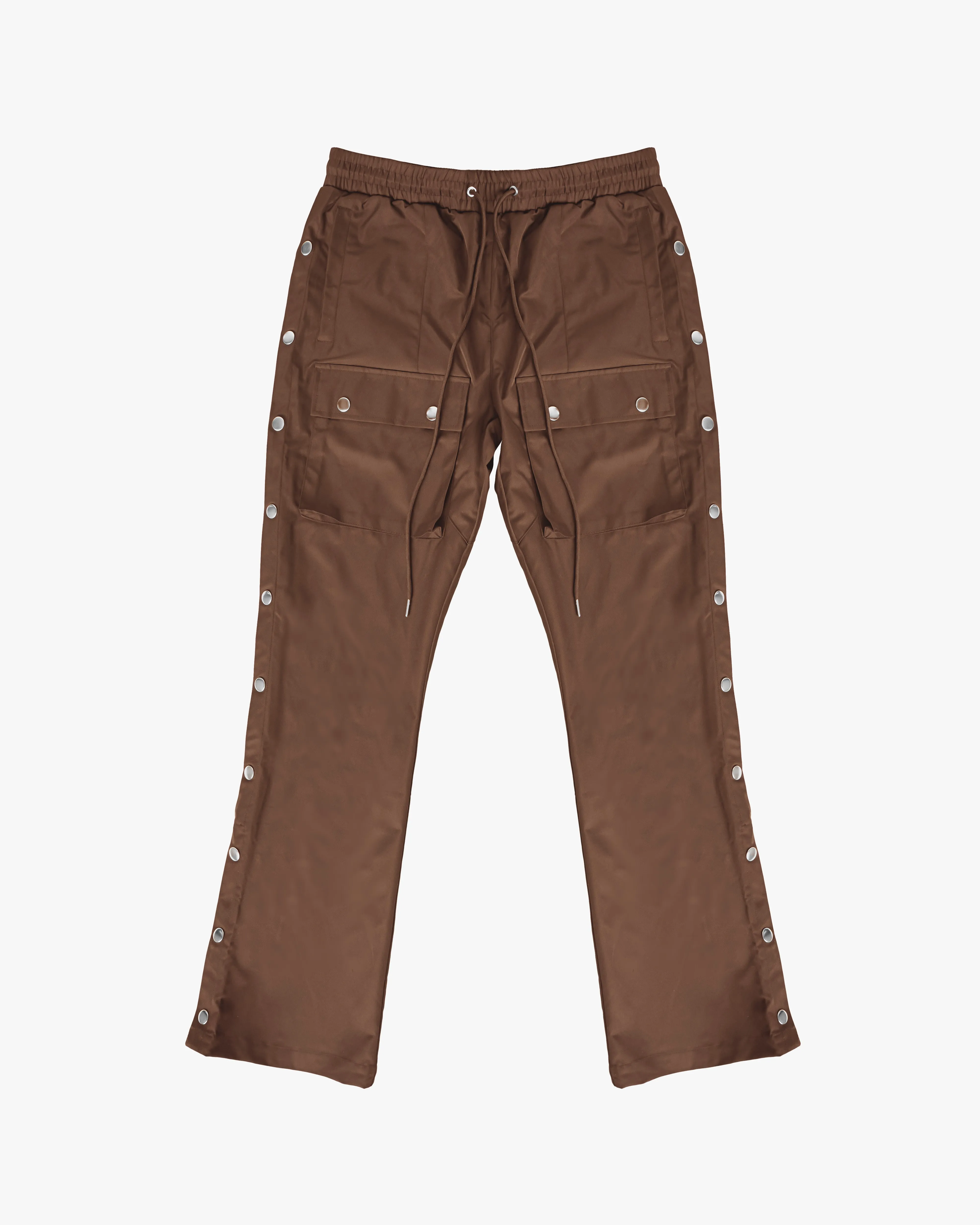 EPTM SNAP CARGO FLARED PANTS-BROWN