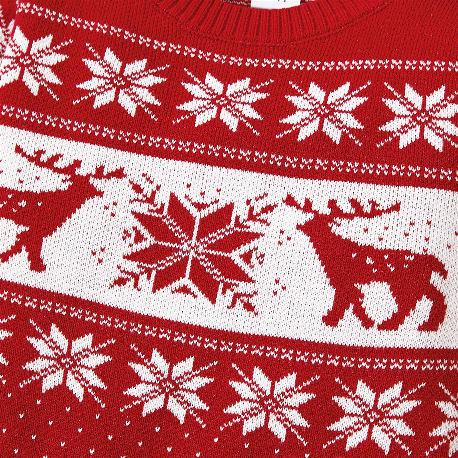 Family Christmas Sweater Matching Deer and Snowflake Long-sleeve Knitted Sweater