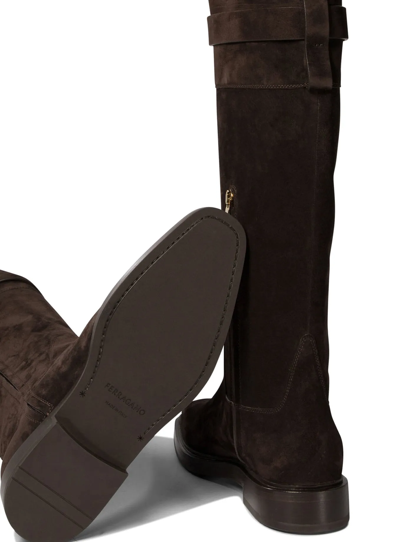 FERRAGAMO Elegant Roly Riding Boots with Gancini Buckle Detail