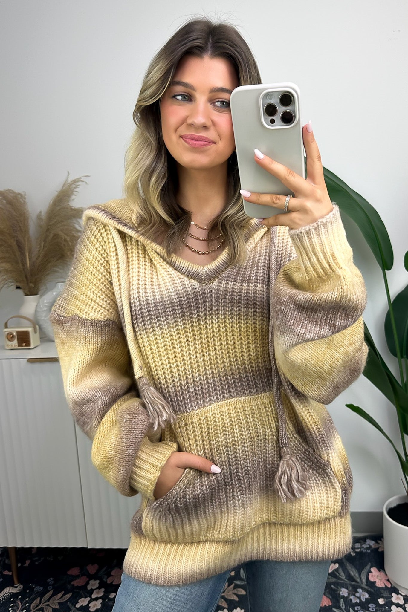 Flourishing Vibe Ombre Knit Hooded Sweater - FINAL SALE