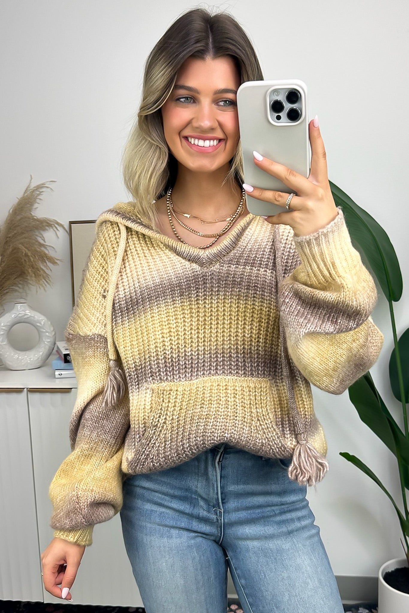 Flourishing Vibe Ombre Knit Hooded Sweater - FINAL SALE