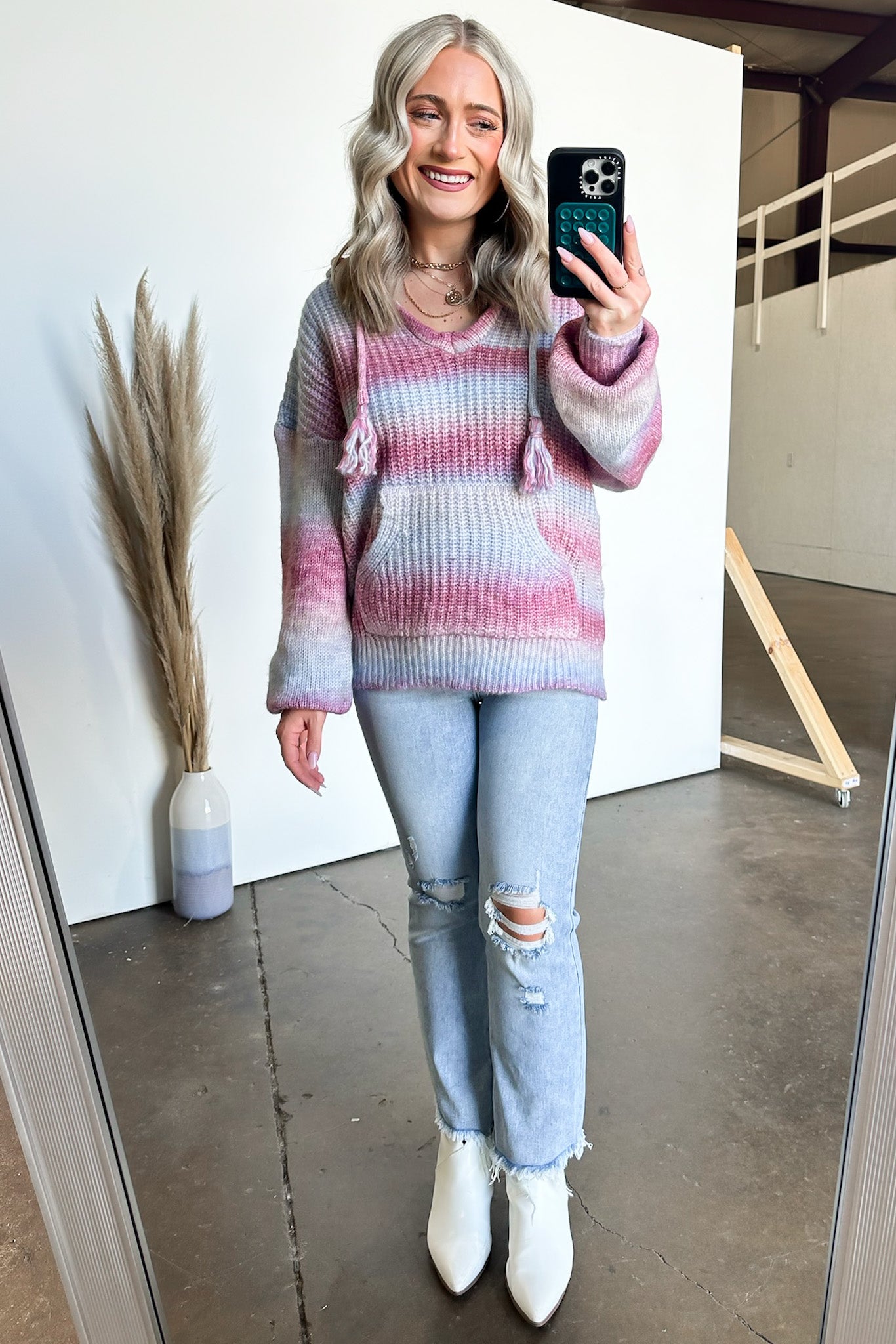 Flourishing Vibe Ombre Knit Hooded Sweater - FINAL SALE