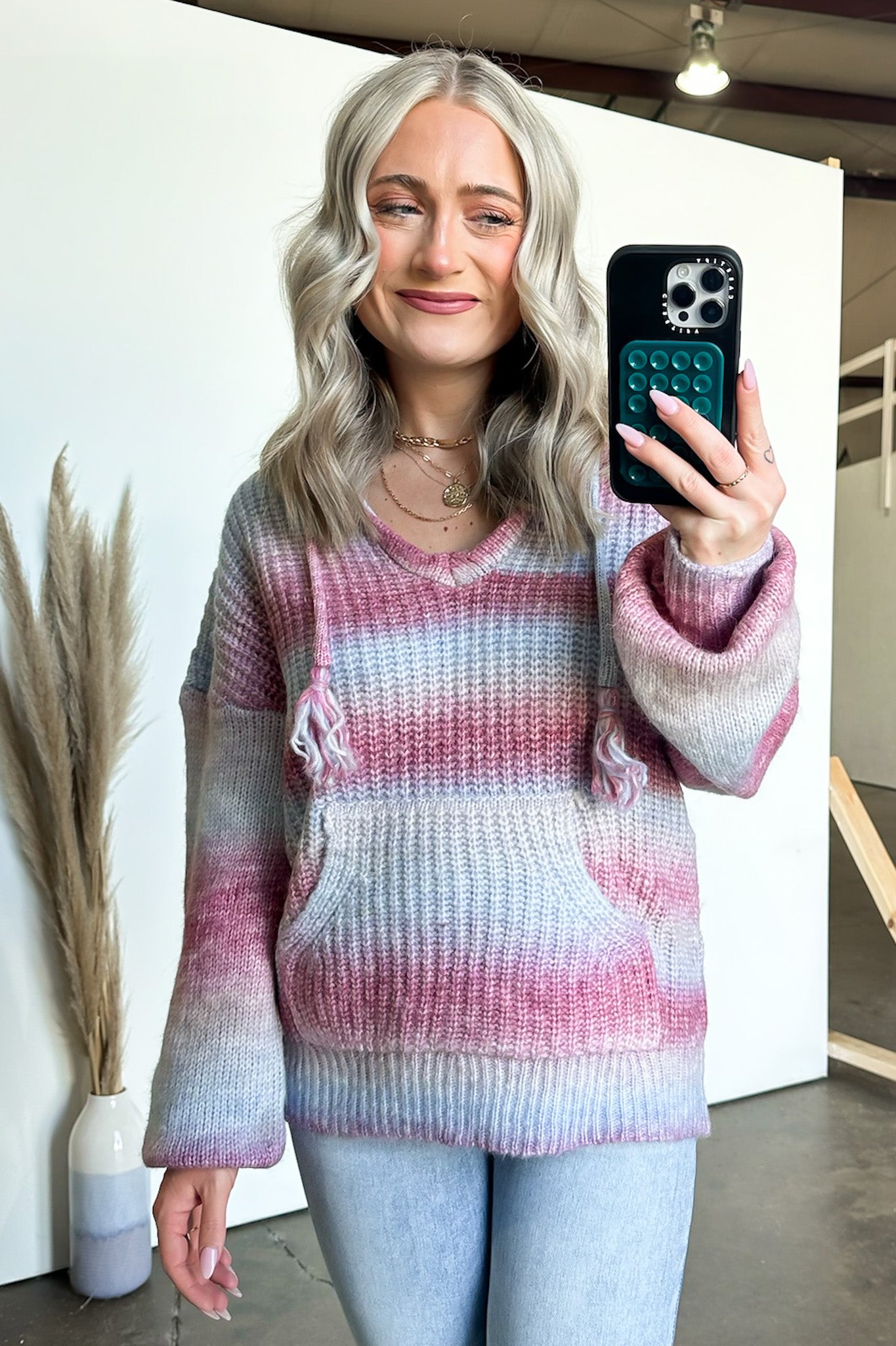 Flourishing Vibe Ombre Knit Hooded Sweater - FINAL SALE