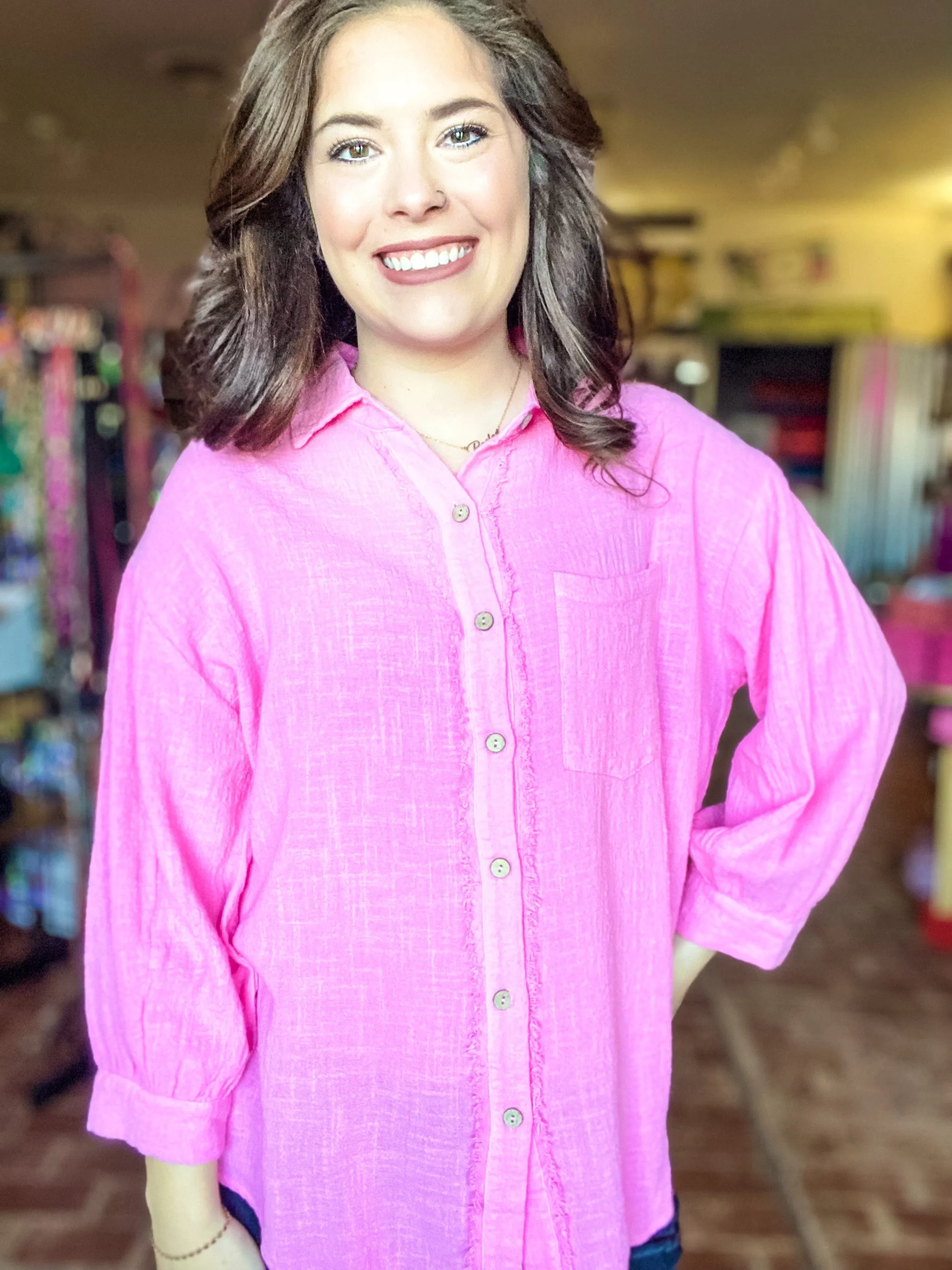 Gidget Gauze Blouse- Pink