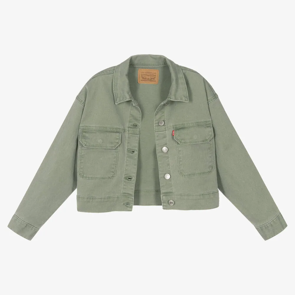 Girls Green Denim Jacket