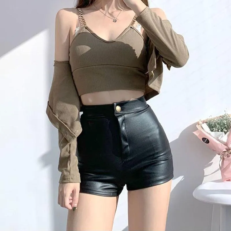 Goth High Waisted Slim Short Pants