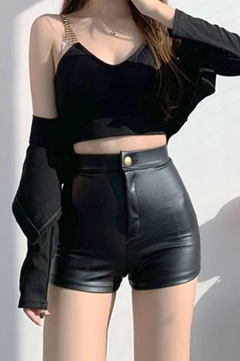 Goth High Waisted Slim Short Pants