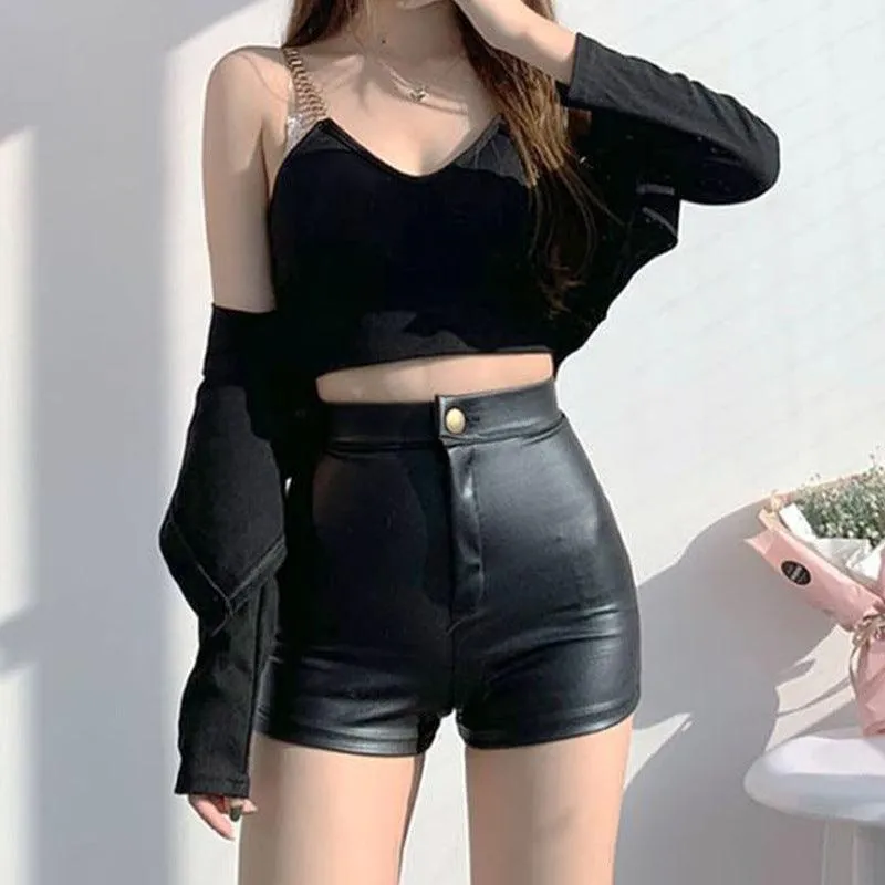 Goth High Waisted Slim Short Pants