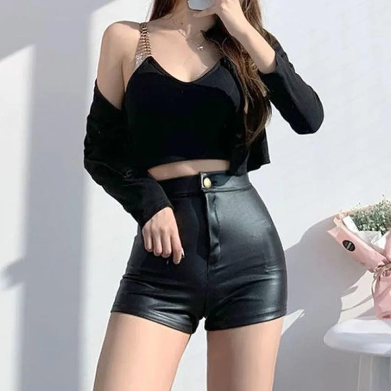 Goth High Waisted Slim Short Pants