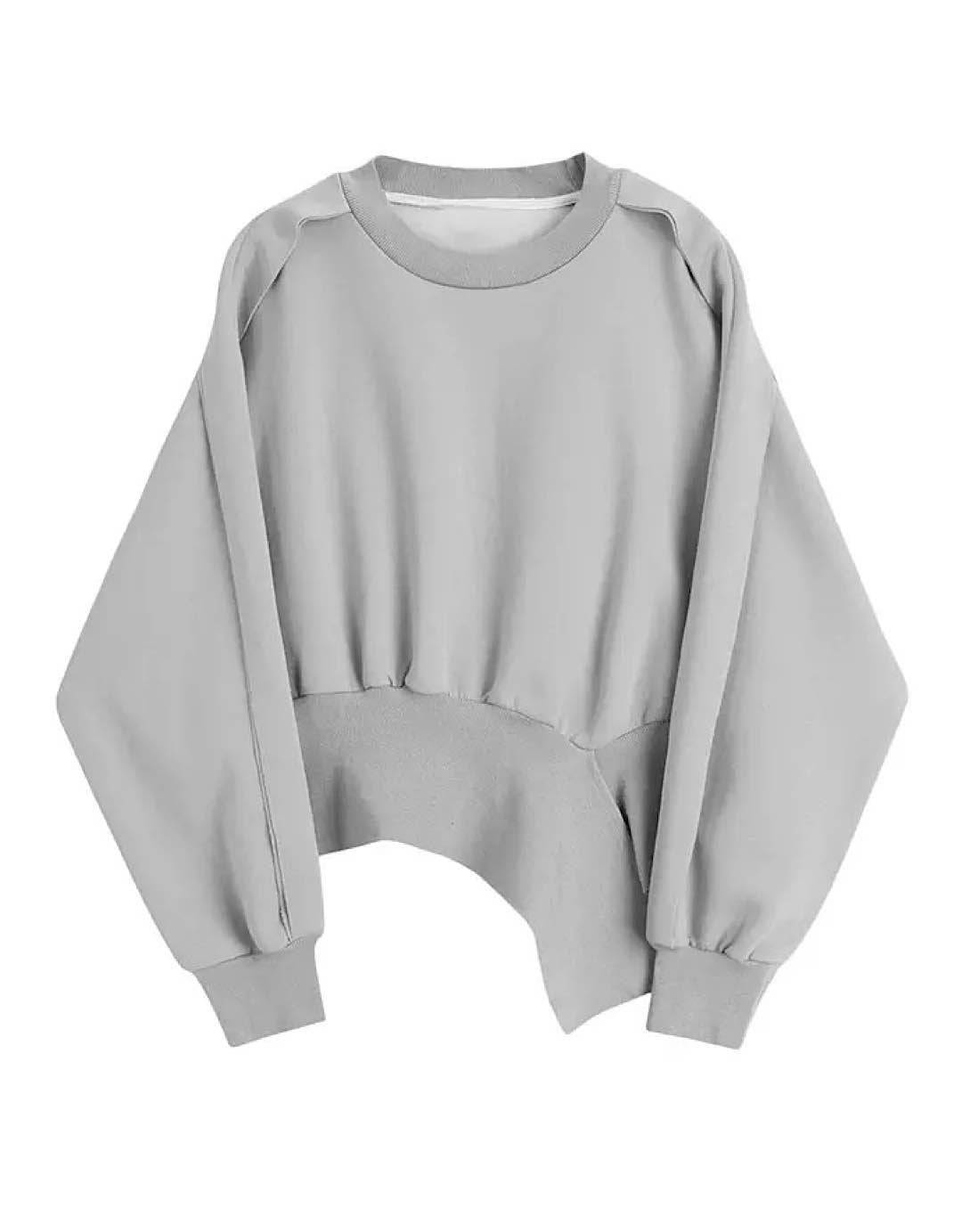 Gray Asymmetrical Loose Sweater