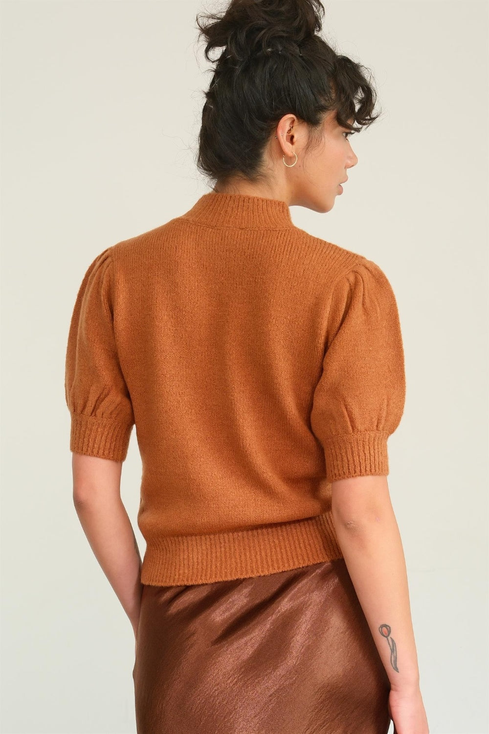 Hayden  Mock Neck Puff Sleeve Sweater