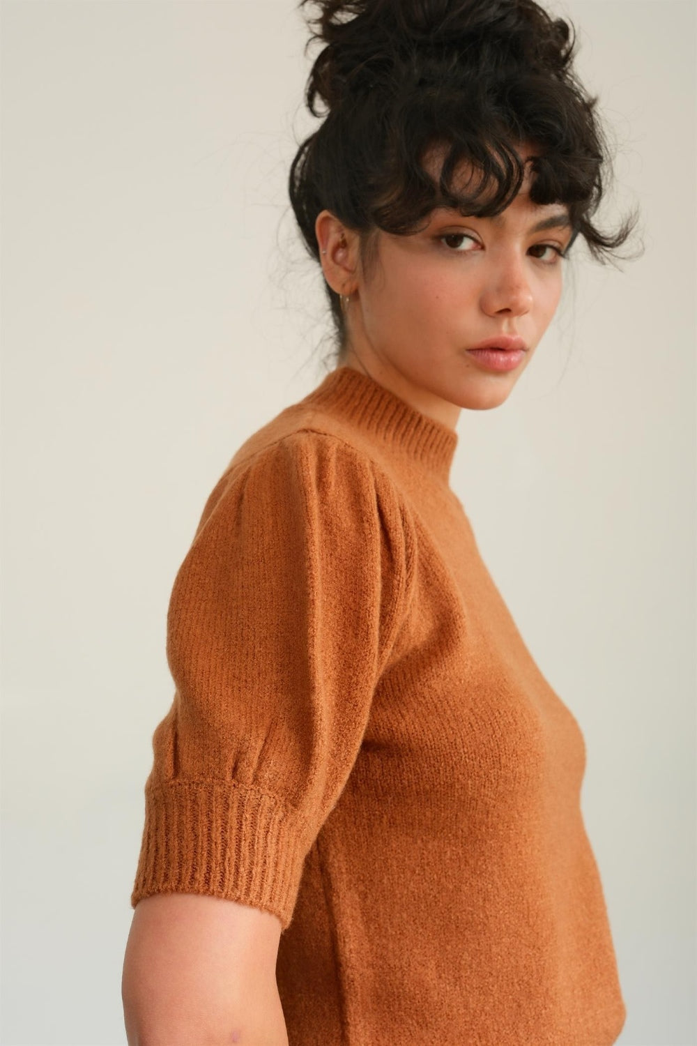 Hayden  Mock Neck Puff Sleeve Sweater