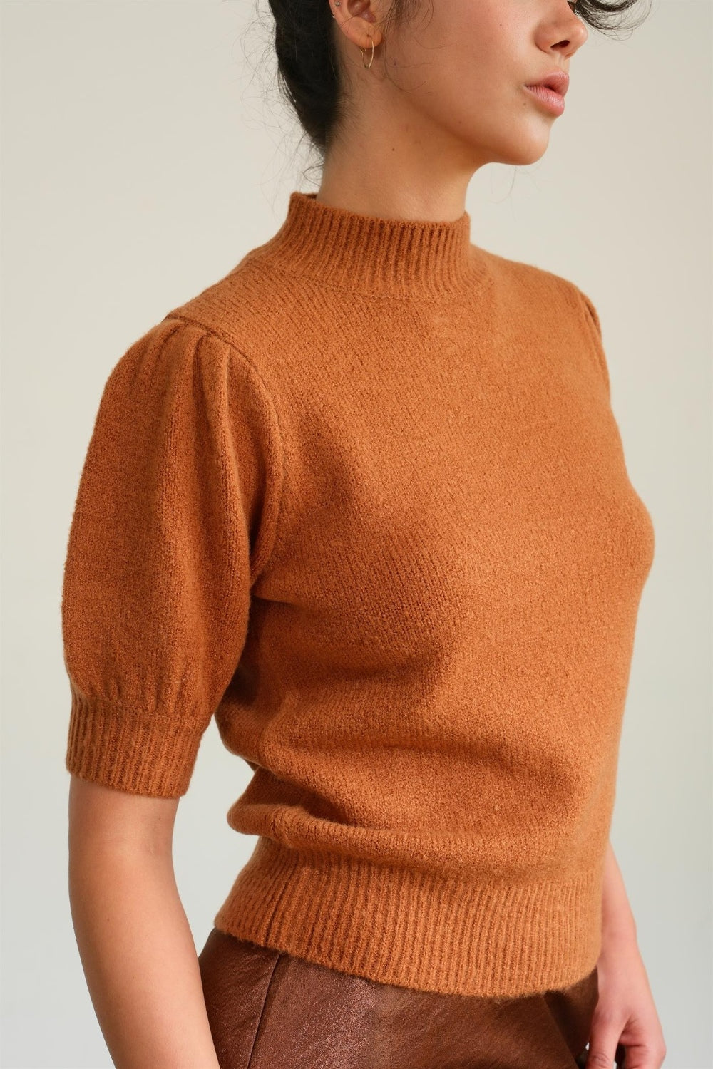 Hayden  Mock Neck Puff Sleeve Sweater