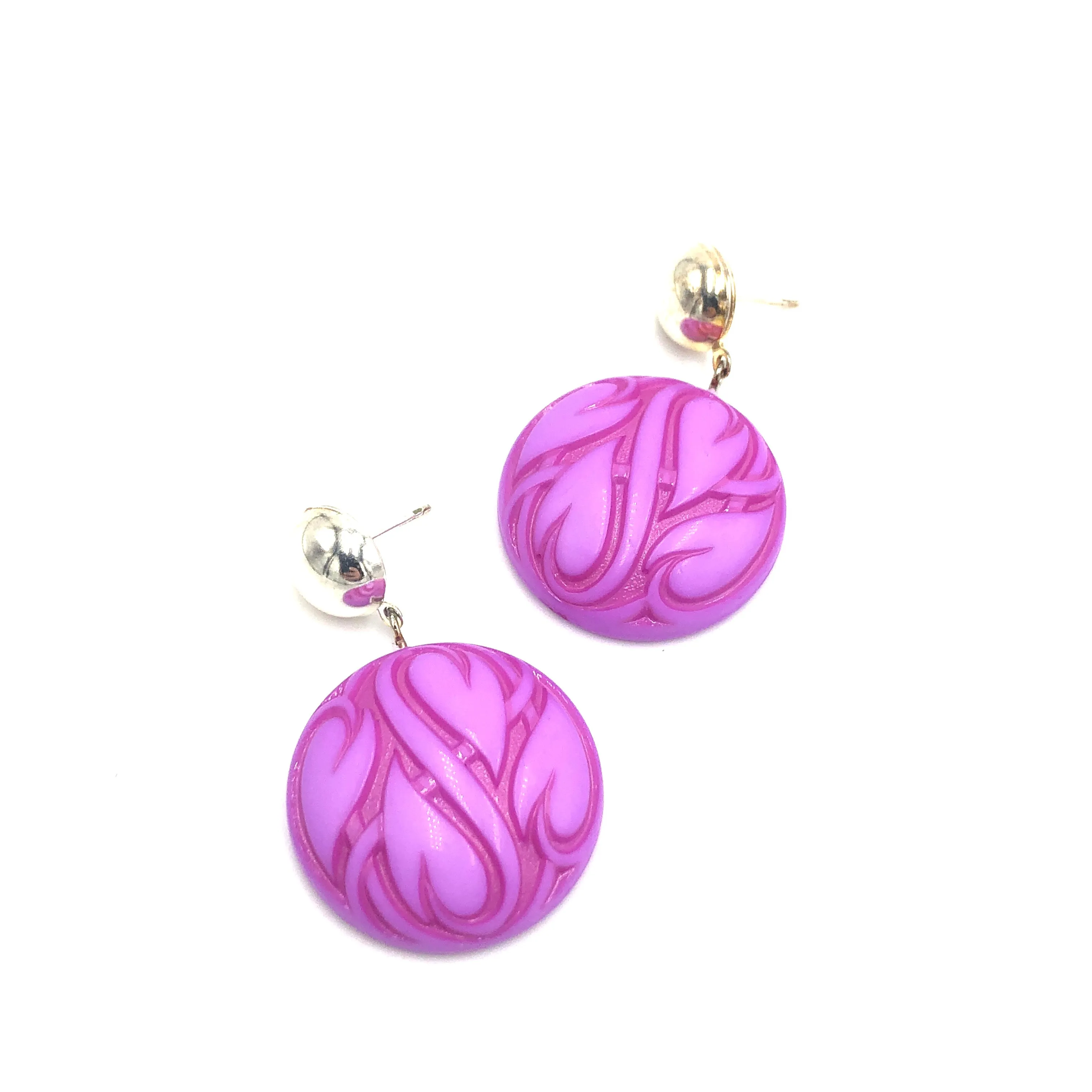 Hearts Aflame Button Drop Earrings