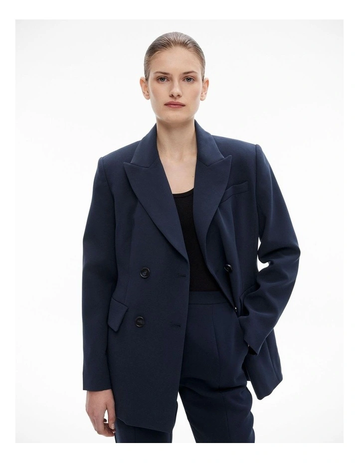 Hourglass Double-breasted Blazer in Navy